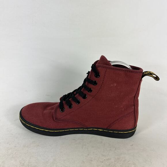 Dr. Martens Shoreditch Ankle Booties Women's 6 Red Canvas Lace-Up High Top AW004 - Picture 6 of 9
